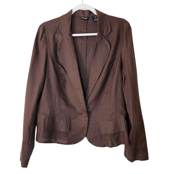 Willi Smith Linen Blazer  Women's 14 Brown Lightweight - Picture 1 of 7